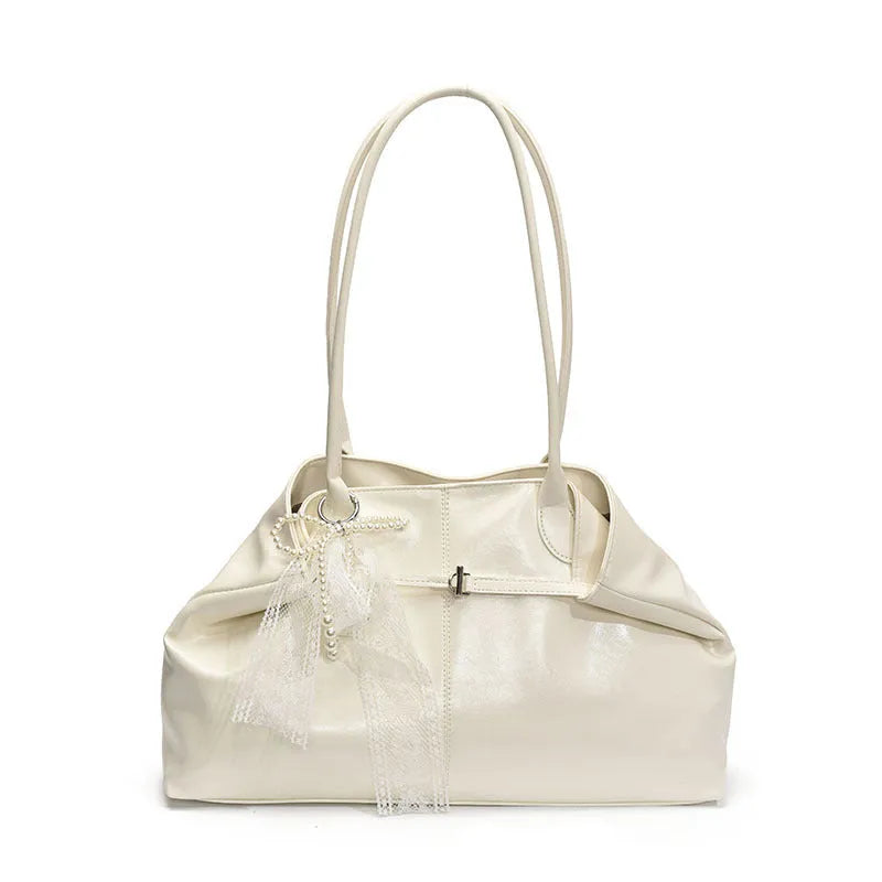 Large capacity commuter tote shoulder bag in PU with double shoulder straps, available in multiple colours