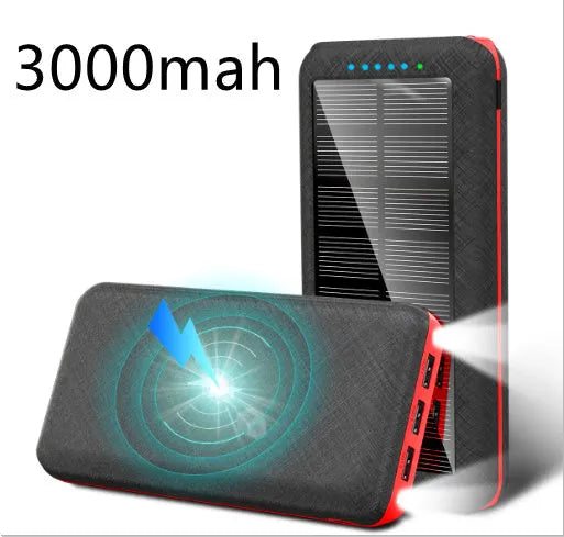 Black wireless charging power bank with three USB ports for iPhone Samsung and Xiaomi phones