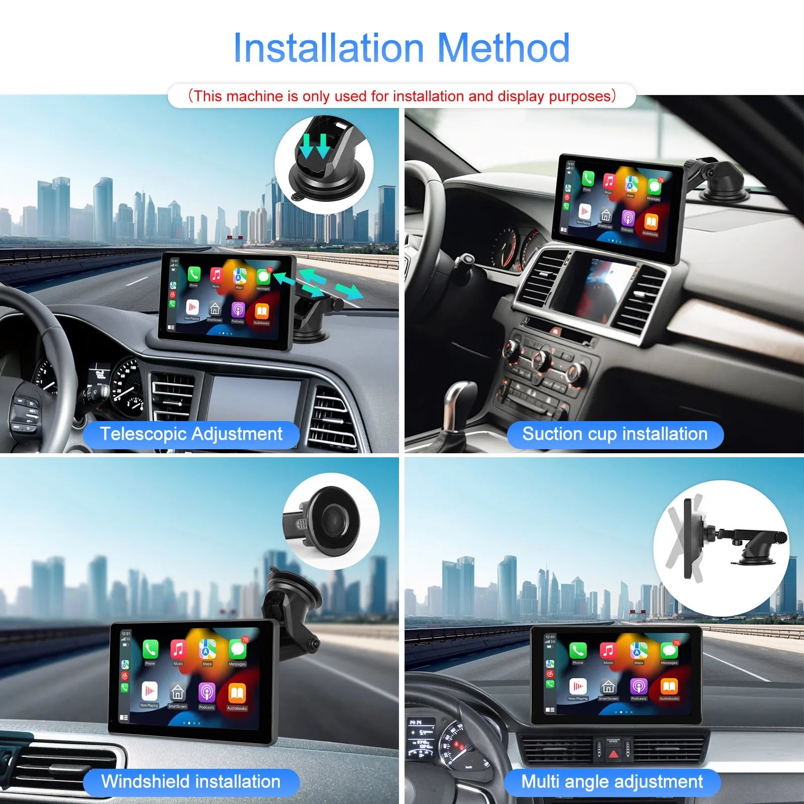 11.3-inch Android car touch screen display with wireless CarPlay and Android Auto on vehicle dashboard