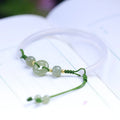 Handmade white agate and Hetian jade bracelet with peace buckle closure, 6mm bead diameter