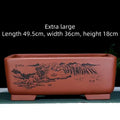 Handmade rectangular purple clay bonsai pot for Luohansong pine and Ganoderma lucidum display