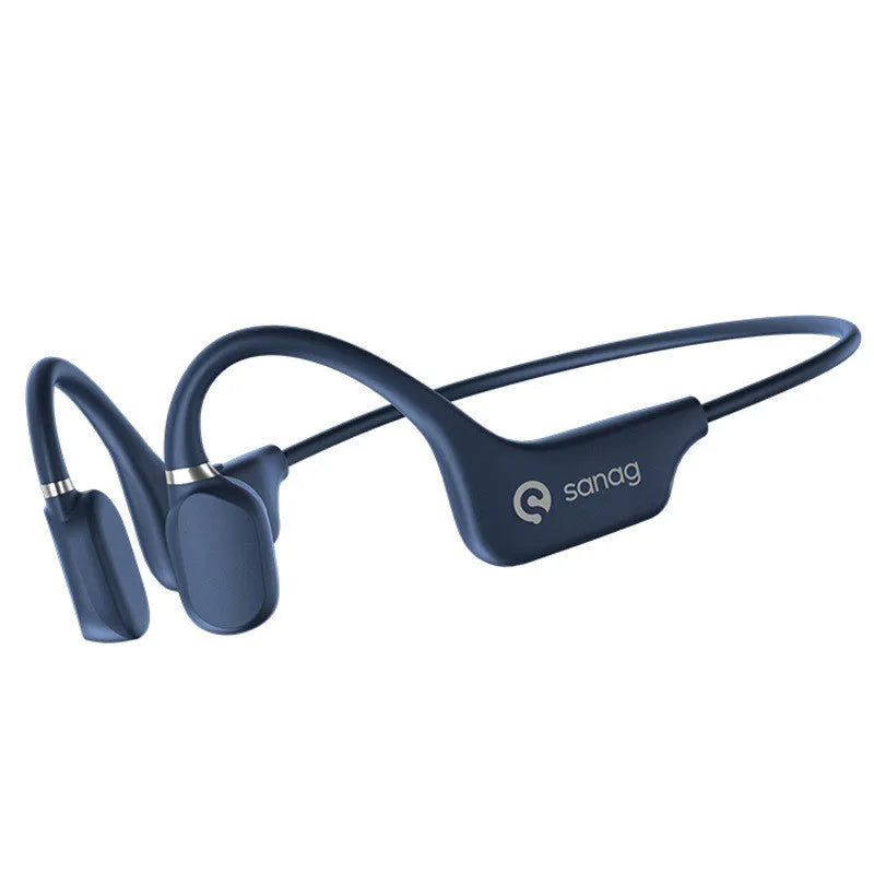 Bone conduction Bluetooth headphones with a neckband, shown in one of six available colours.