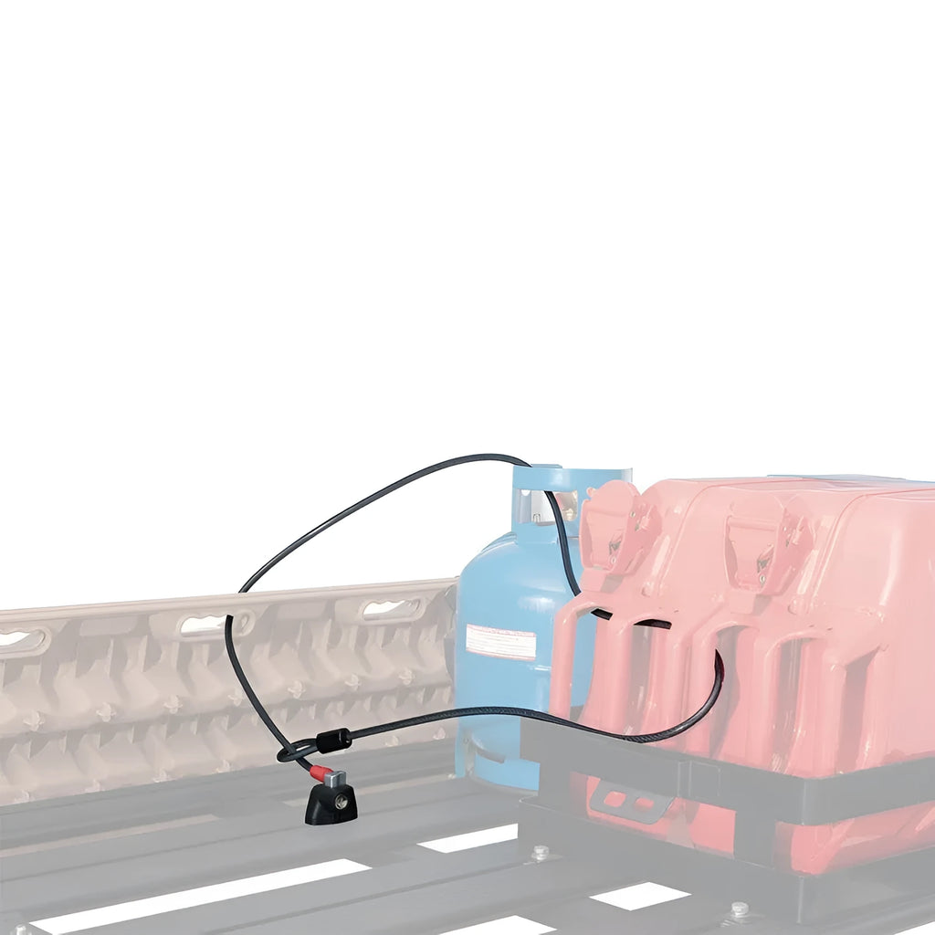 Plastic sheathed steel cable lock for roof platform security with no-punch installation