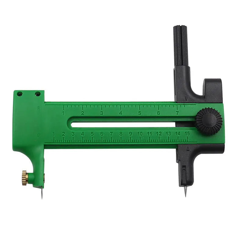 Small circular rail knife with plastic body and metal accessories for paper, cloth, and model cutting in blue