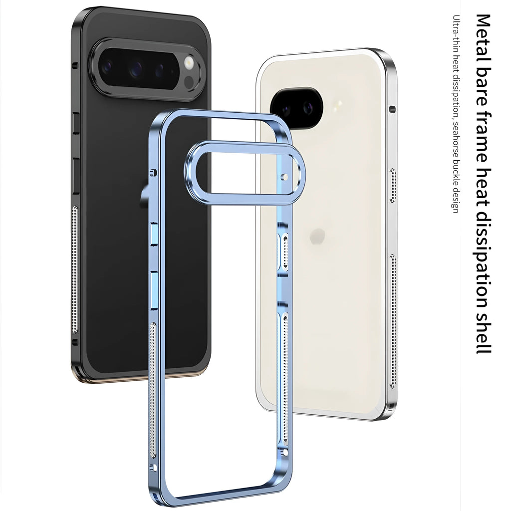 Aluminium alloy phone case with heat dissipation bracket for Google Pixel 9 Pro XL in black finish