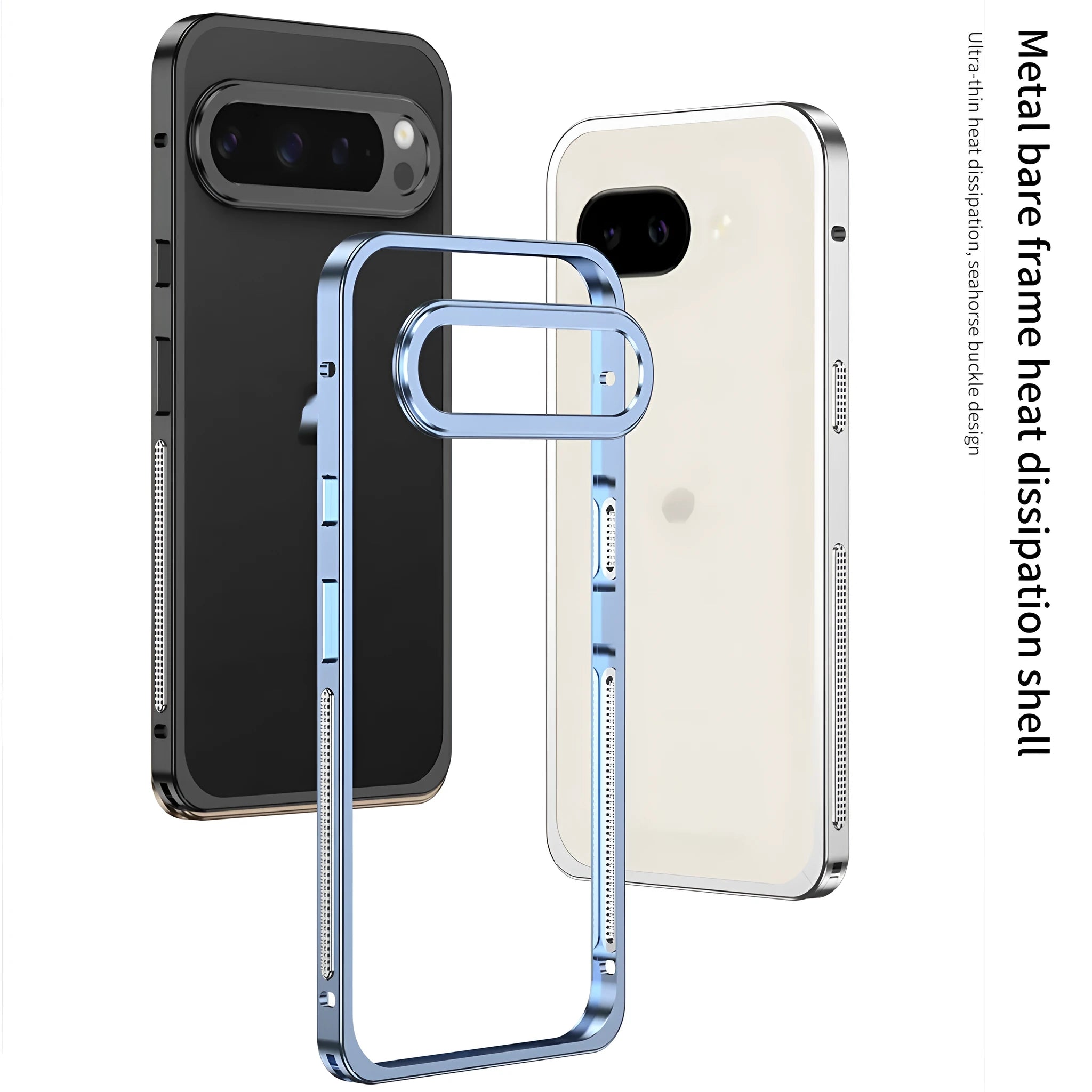 Aluminium alloy phone case with heat dissipation bracket for Google Pixel 9 Pro XL in black finish