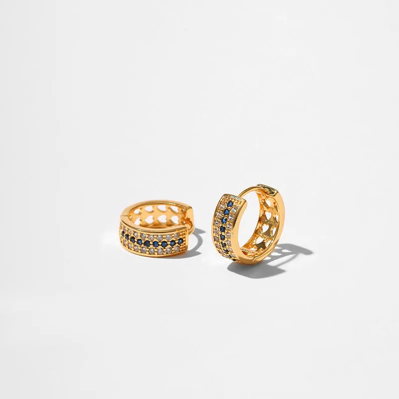 Geometric round women's drop earrings with gold electroplated finish on copper.