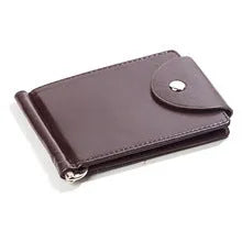 Men's PU leather short wallet with animal lace pattern and frosted finish, brown colour, hard square section