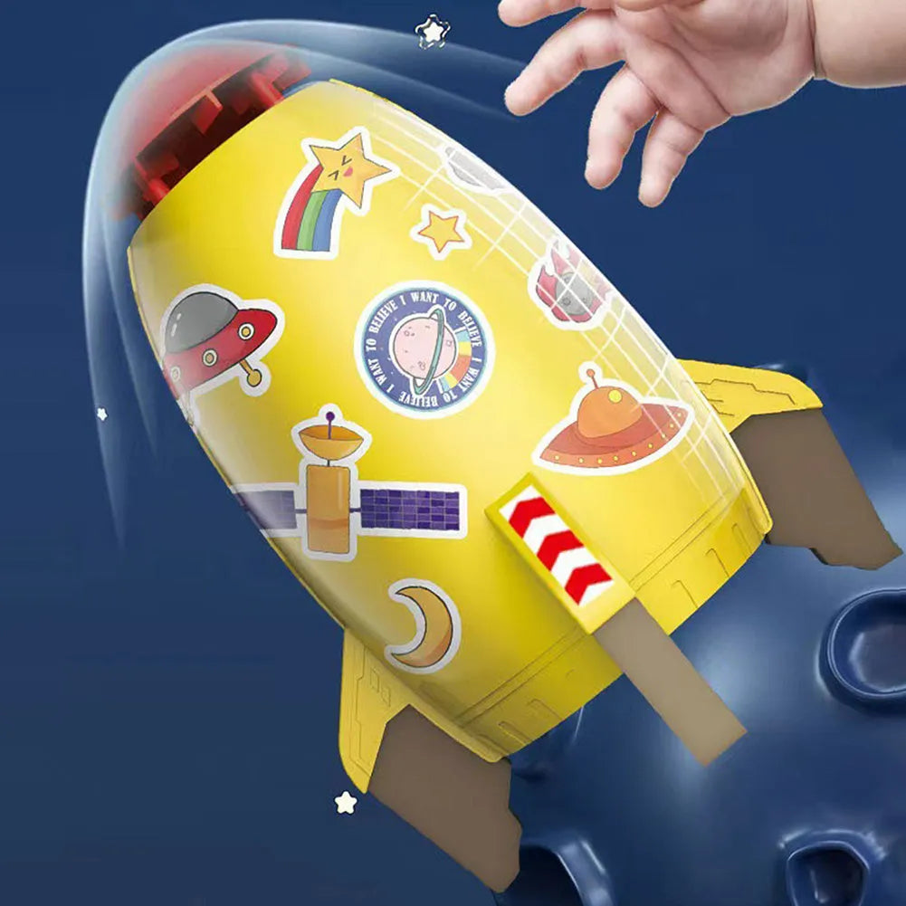 Outdoor water pressure rocket launcher toy with rotating sprinkler for children's garden play