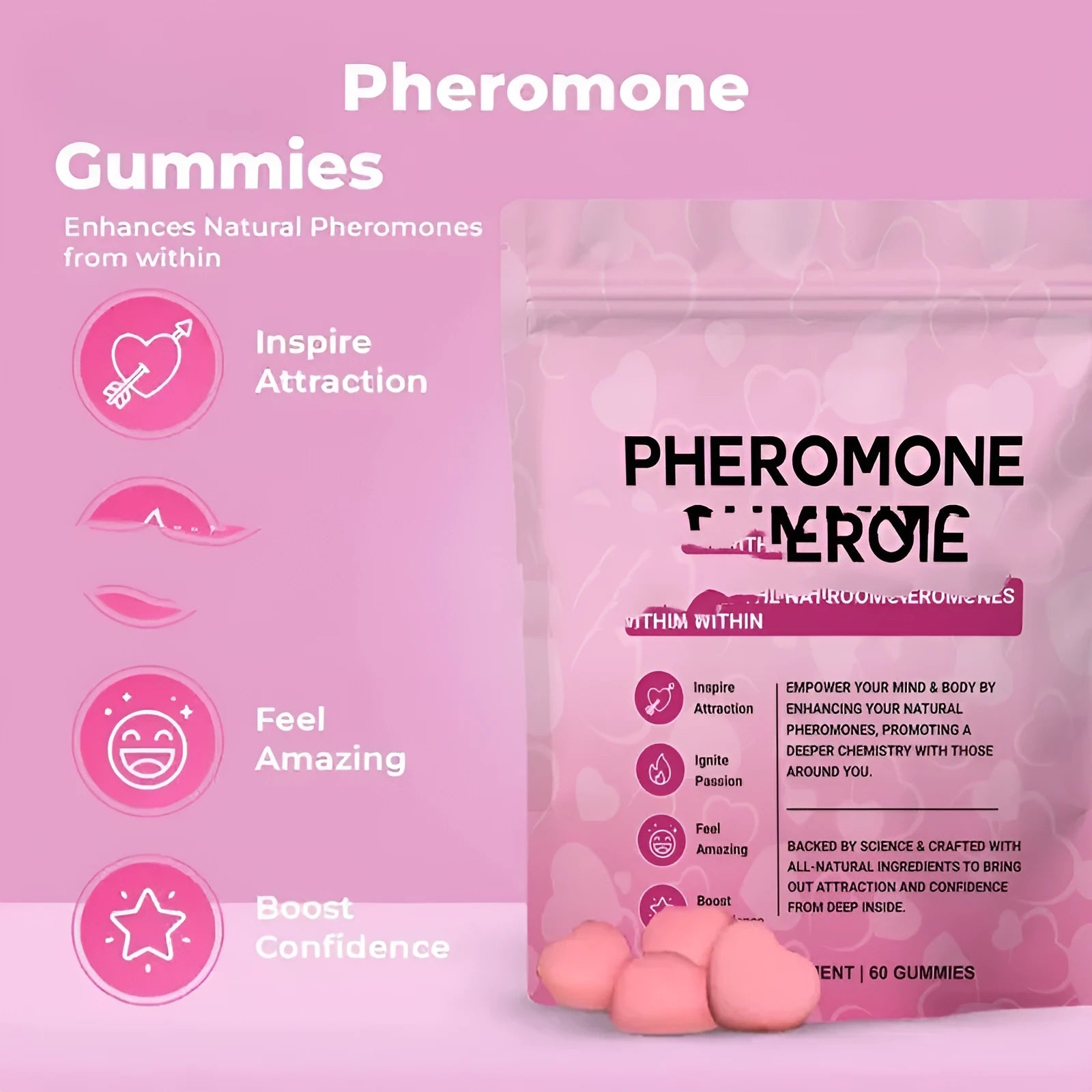 60 piece household edible pheromone gummies in plastic container for insect control