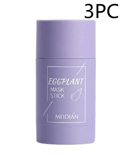 Green tea and eggplant solid clay stick face mask for oil control and anti-acne skincare