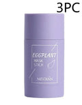 Green tea and eggplant solid clay stick face mask for oil control and anti-acne skincare