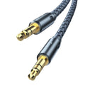 Dark grey 3.5mm public-to-public audio cable with gold-plated connectors for cellphone and vehicle sound equipment