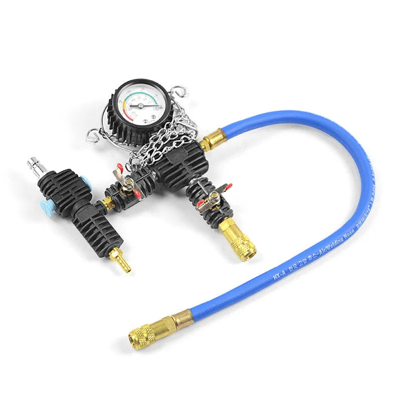 28-piece blue automotive cooling system pressure tester kit with vacuum purge and refill tools
