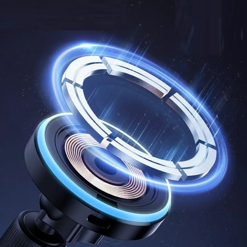 15W magnetic suction wireless car charger bracket with black finish for air vent mounting