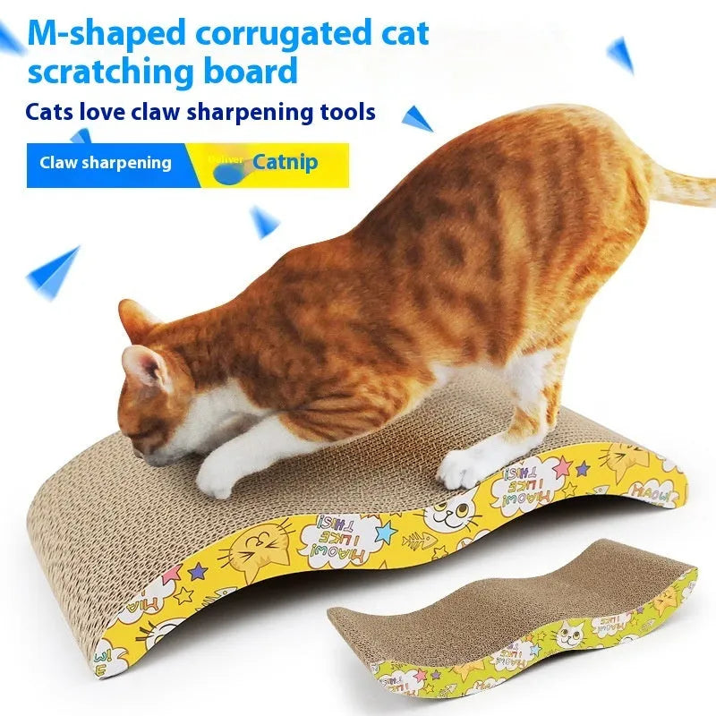 Corrugated paper cat scratch board showing one of seven available shape designs