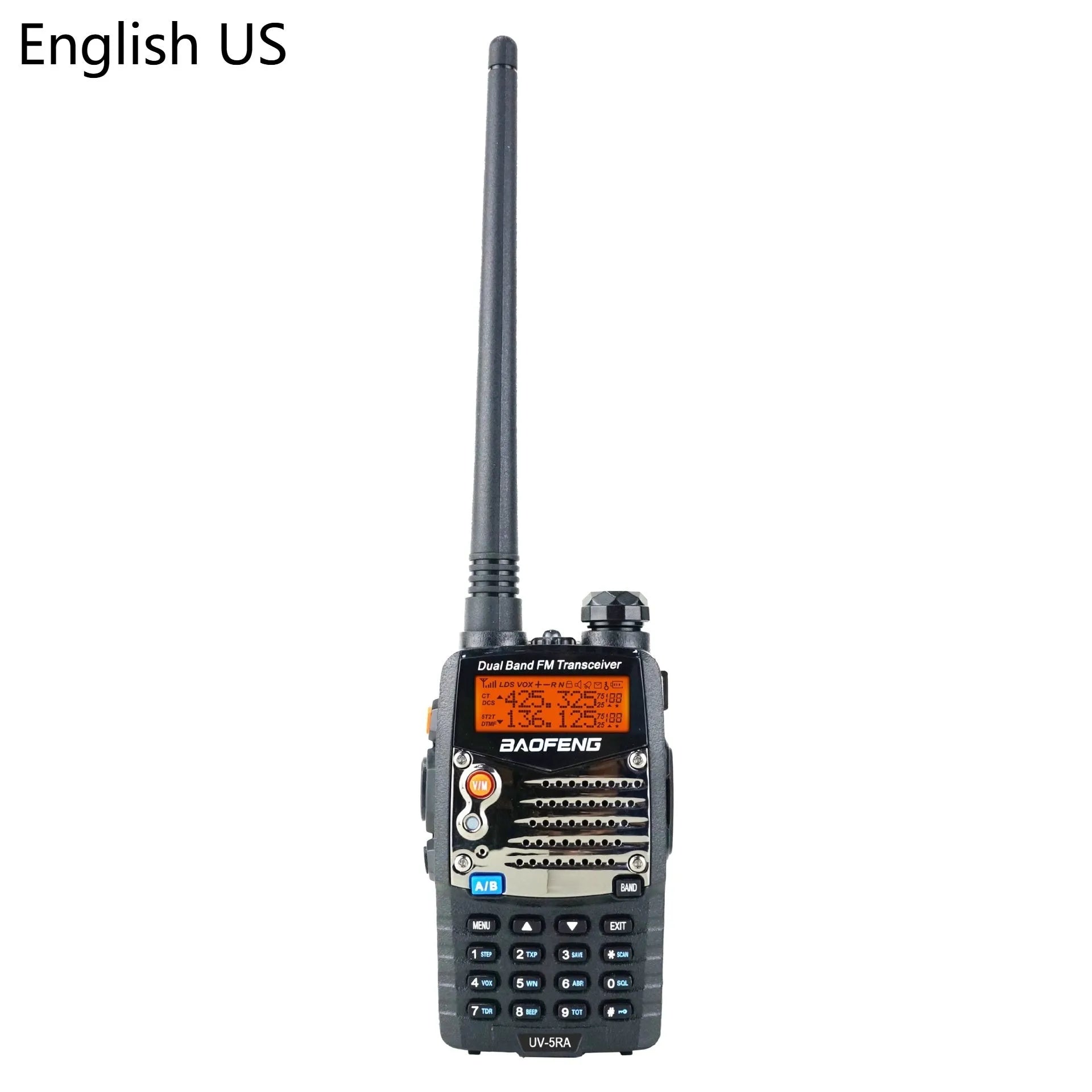 Baofeng UV-5RA dual-band handheld transceiver with dual display and 1800mAh battery