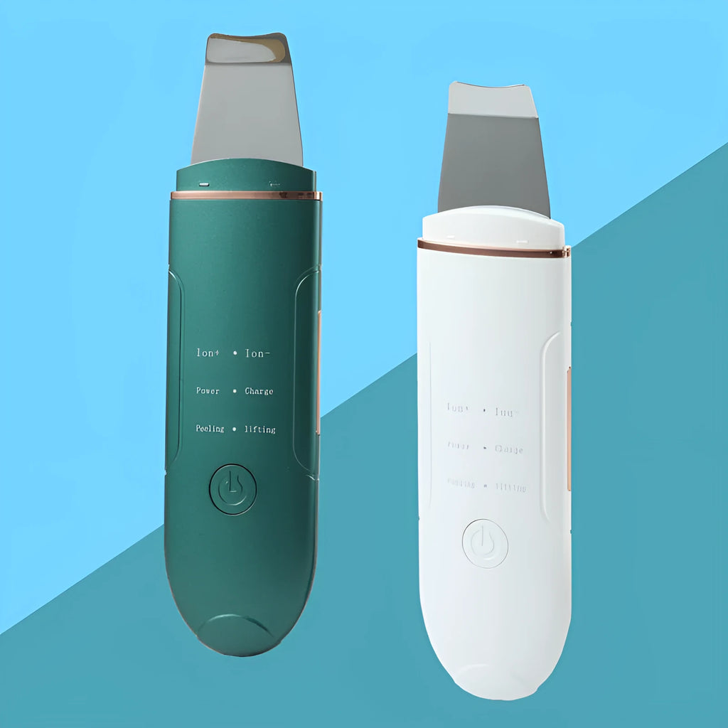 Ultrasonic skin rejuvenation whitening shoveling machine in ivory white with handheld design and shovel knife.