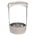 Silver stainless steel oil painting pen washer with spring clamp and removable drainage plugs.