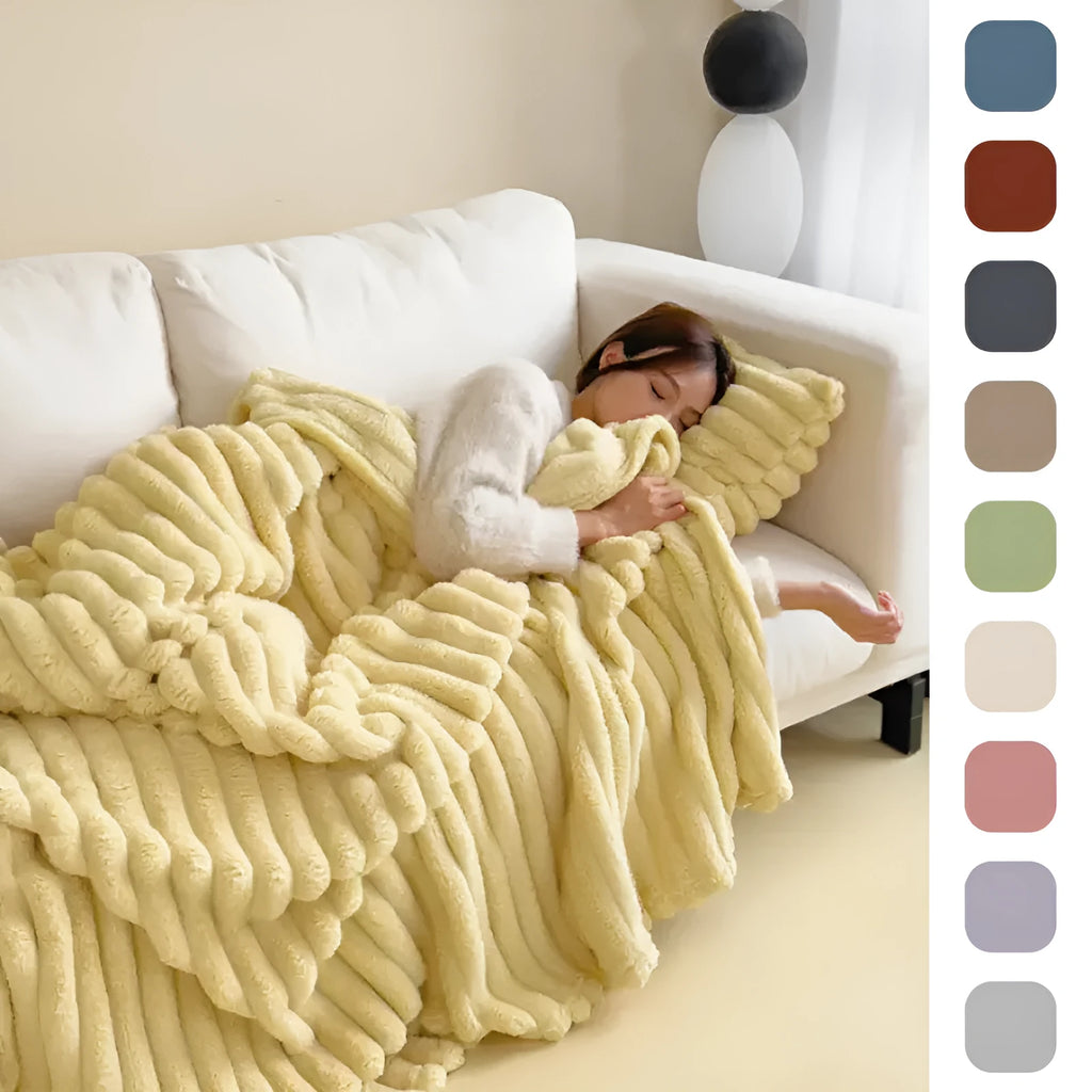 Soft Wind bubble velvet double-sided thickening blanket in caramel colour showing textured surface