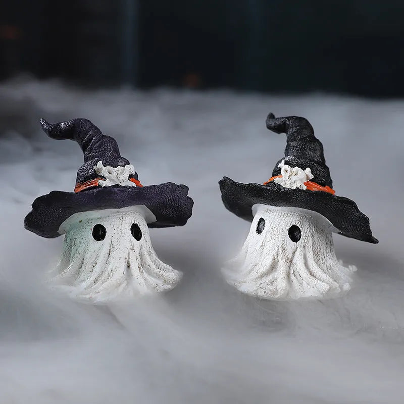 A detailed resin wizard hat ornament in either black or purple, for Halloween and holiday decoration.