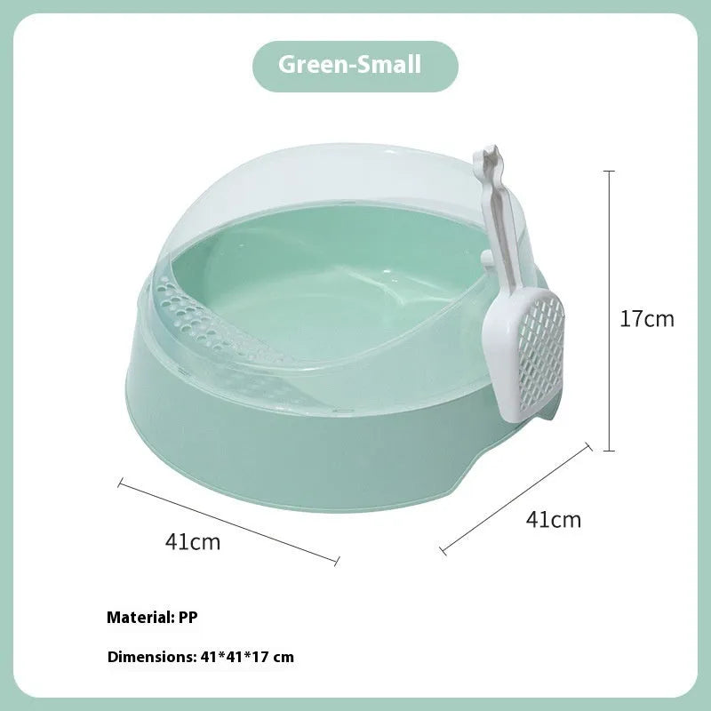 Round deodorant cat litter box in mint green or soft fog pink colour with PP plastic construction