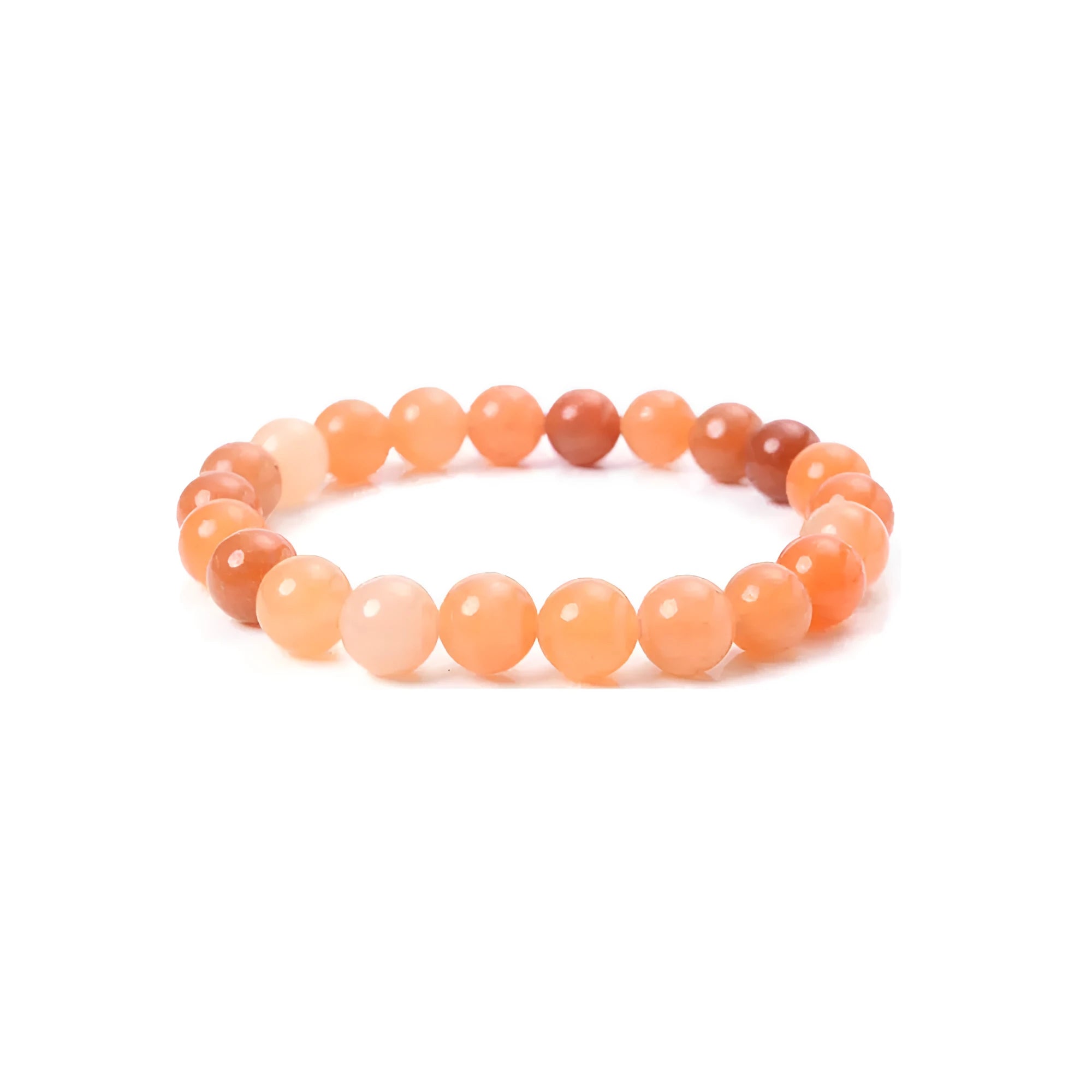 Handmade 8mm geometric bead bracelet in natural stone, showing one of 14 colour options like agate or amethyst.