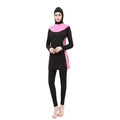 Women's black hooded long sleeve split swimsuit with pants for swimming