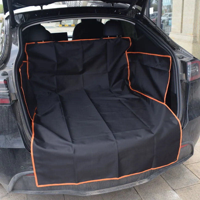 Dog car mat 185x105x38cm cloth cushion in Black with Orange Edge Style for trunk or rear seat protection