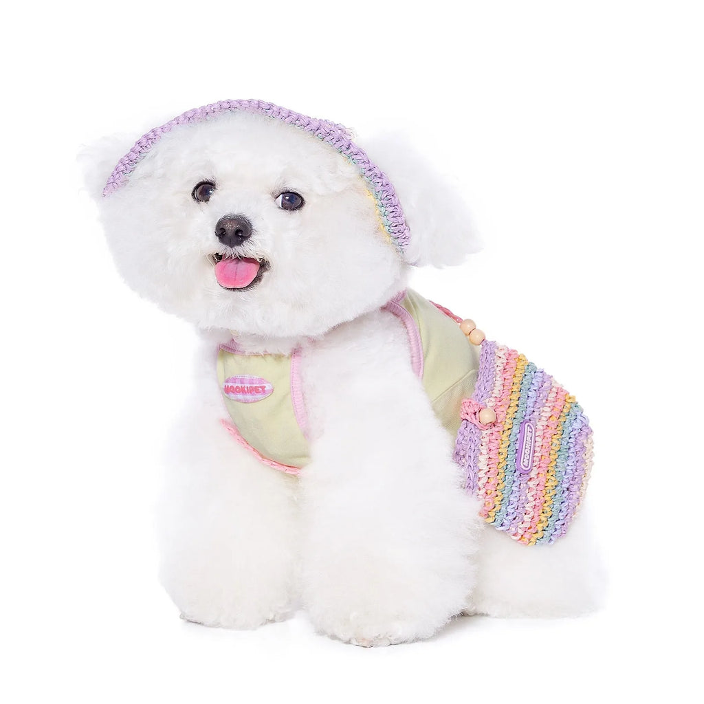 Woven paper dog sun hat for small dogs in summer, sizes S M L