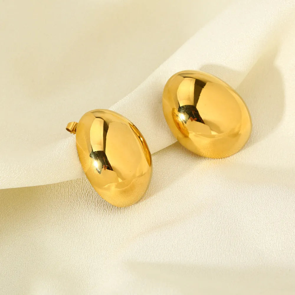 Geometric line earrings with stainless steel electroplated 18k gold glazed surface ear studs