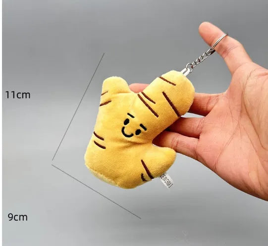 Funny vegetable plush keychain with super soft short plush and PP cotton filling, boutique height, multiple colours.