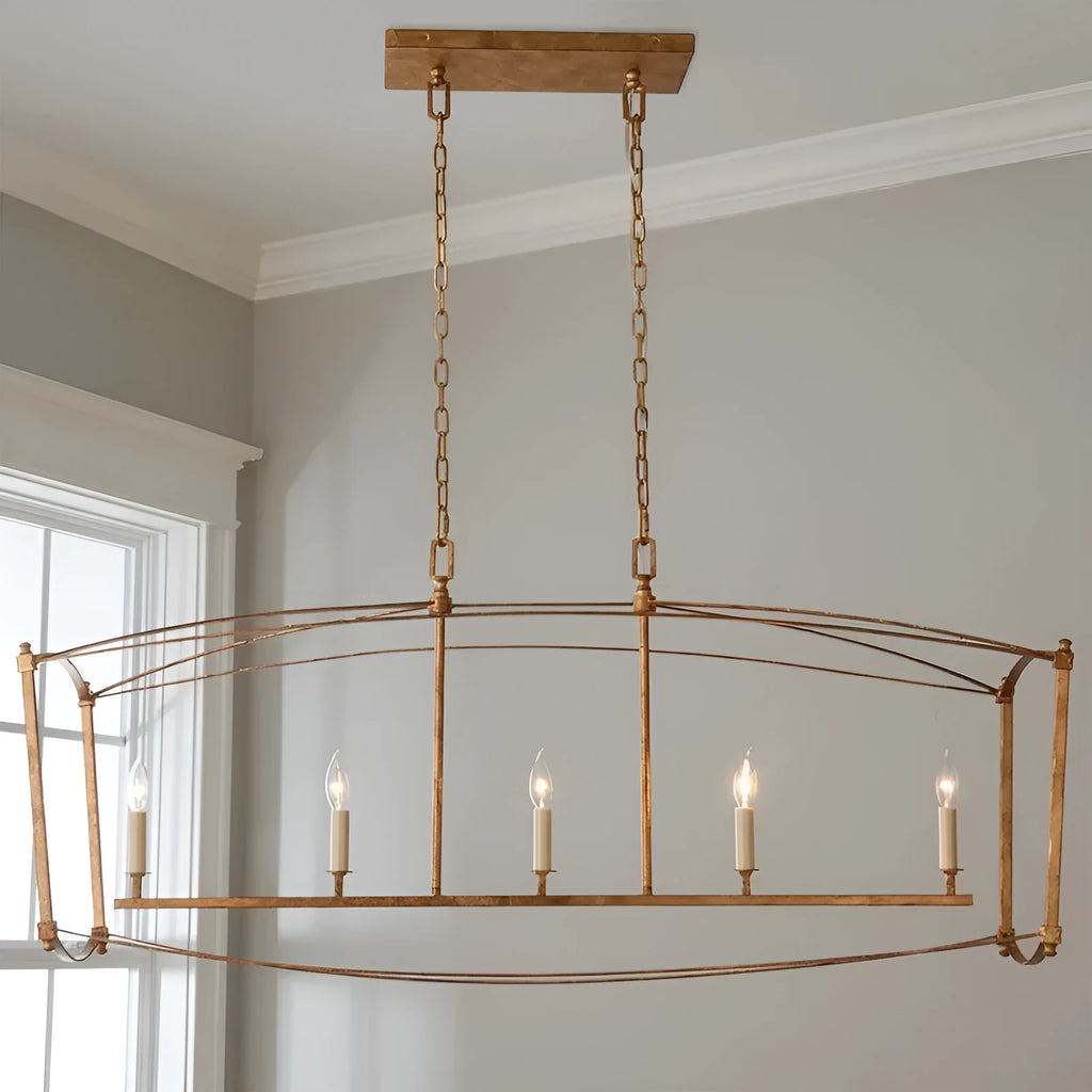 Iron droplight ceiling lamp with 4 light heads in gold or black finish for stair lighting