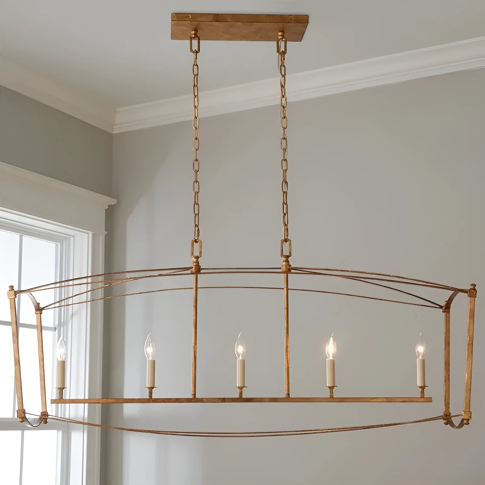 Iron droplight ceiling lamp with 4 light heads in gold or black finish for stair lighting