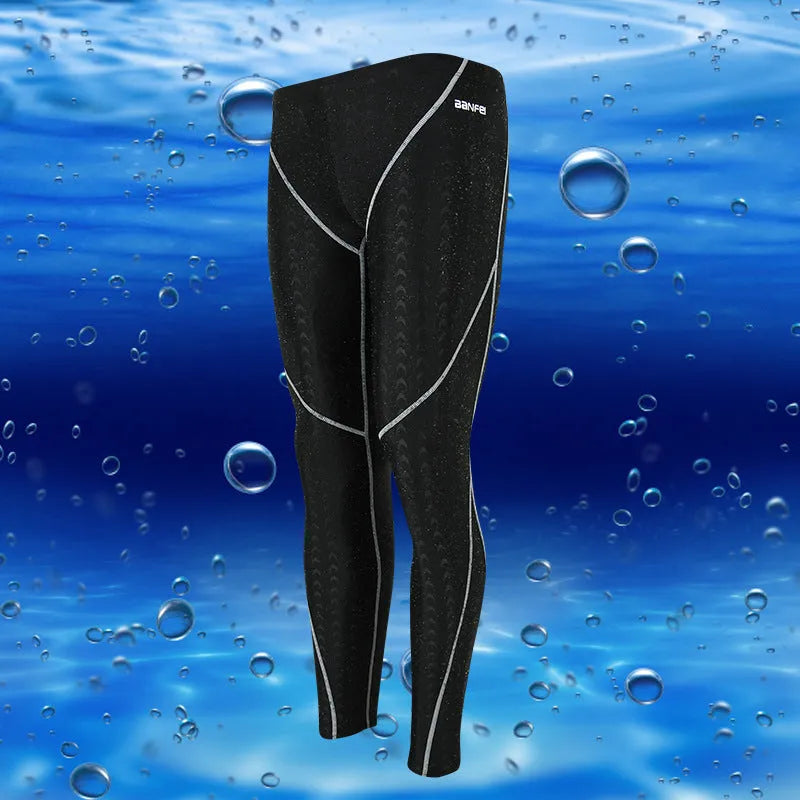 Men's nylon cropped swimming trunks in black with coloured side lines.