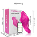 Rose red wearable female massager with cute butterfly design and USB charging port