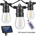 Waterproof outdoor solar string lights with LED bulbs and integrated solar panel for garden illumination