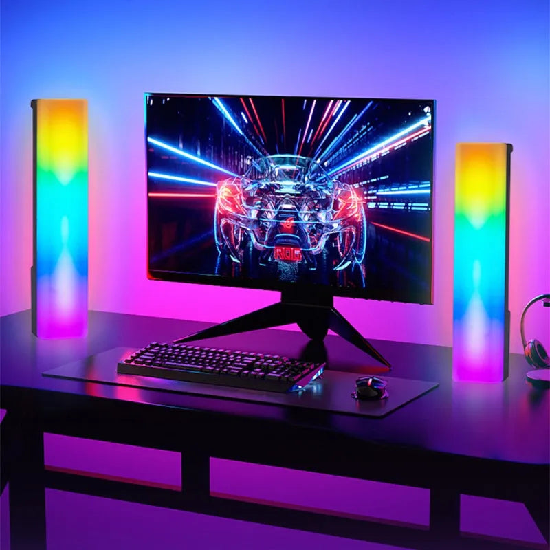 3D RGB voice-activated rhythm ambiance lamp in black or white shell with USB cable