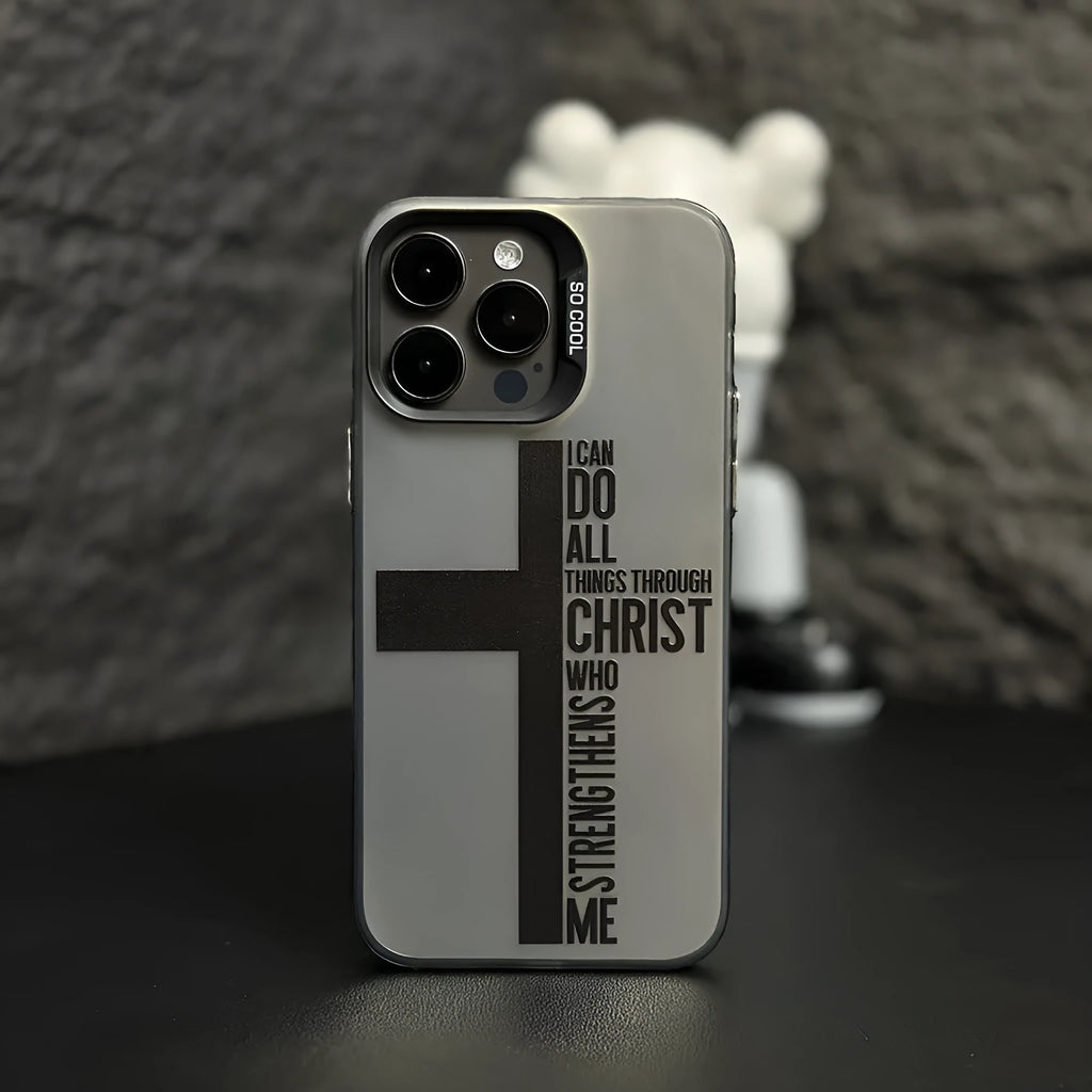 Cross English colour silver drop-resistant hard PC phone case for Apple iPhone in black