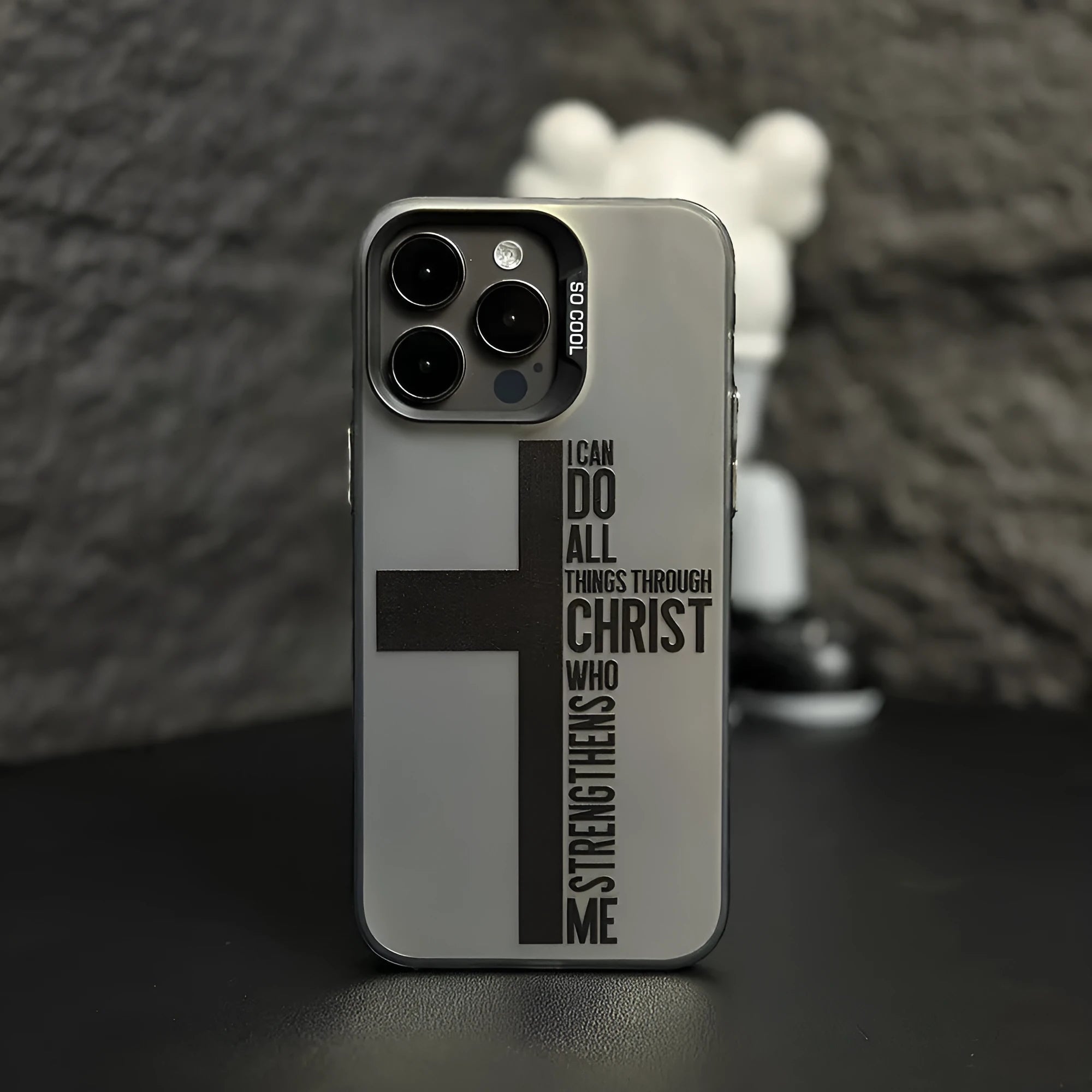 Cross English colour silver drop-resistant hard PC phone case for Apple iPhone in black