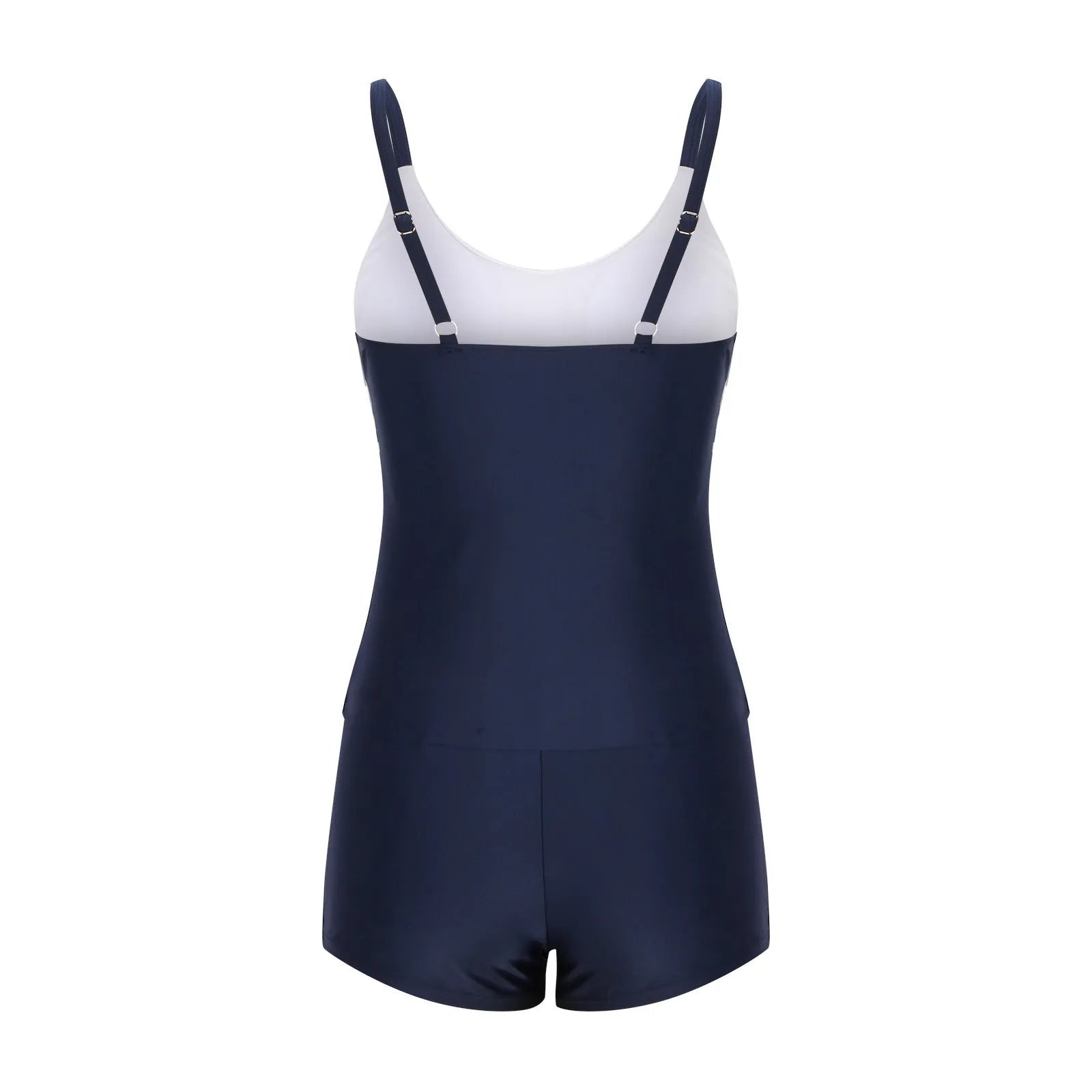 Women's conservative stripe boyshorts swimsuit bikini in polyester fabric