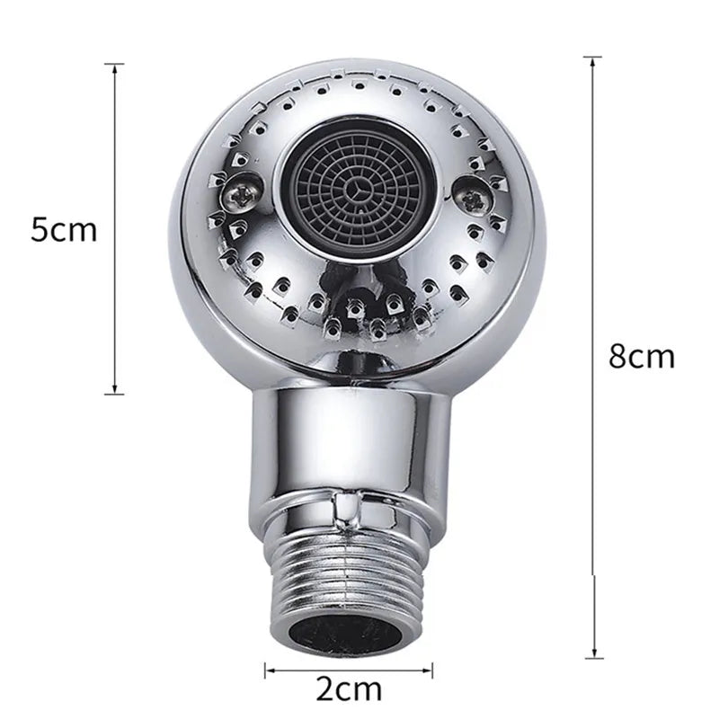 Silver handheld pet and baby shower head with non-pressurised gentle spray nozzle