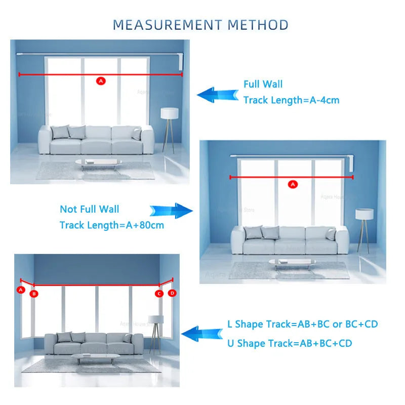 Smart curtain electric motor kit with aluminium track and remote control