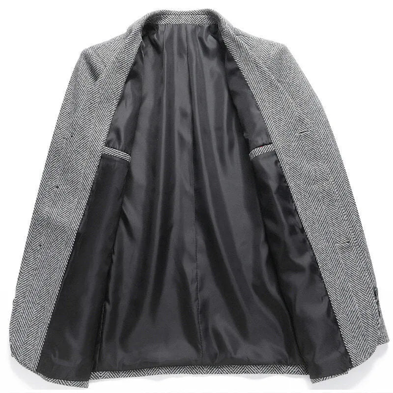 Men's loose fit casual coat in polyester available in black, khaki, gray and dark blue colours