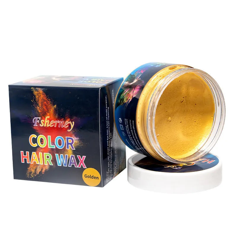 A 120g pot of hair styling clay in one of nine colours, including blue, green, purple, and red.