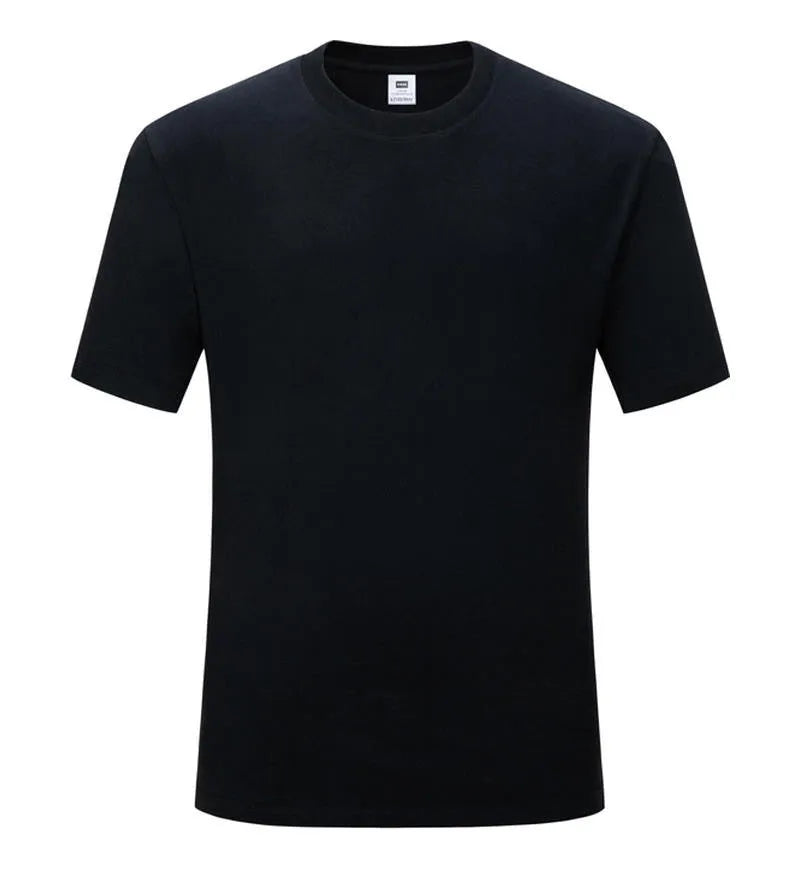 Men's slim fit cotton t-shirt in black or white with round neck and short sleeves