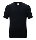 Men's slim fit cotton t-shirt in black or white with round neck and short sleeves