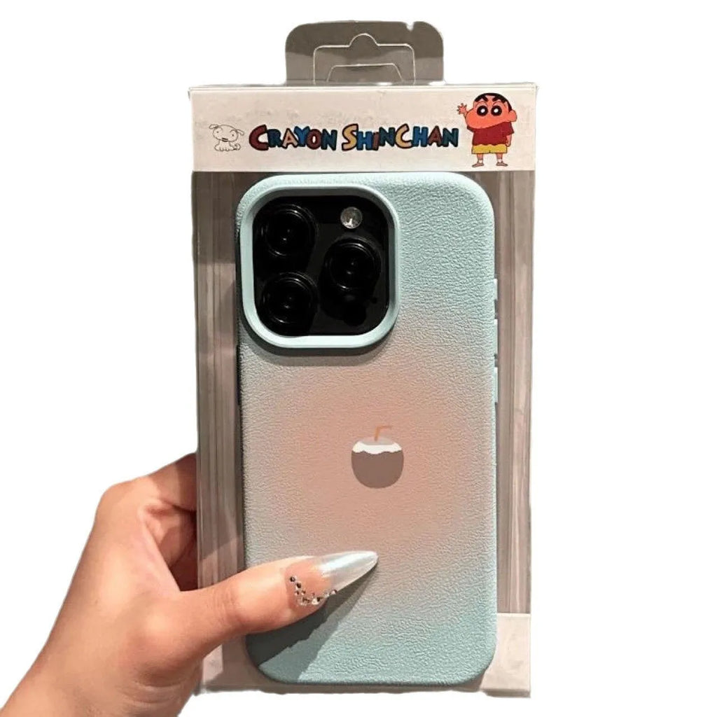 TPU protective phone case for Apple iPhone with lychee pattern in white and brown, drop protection
