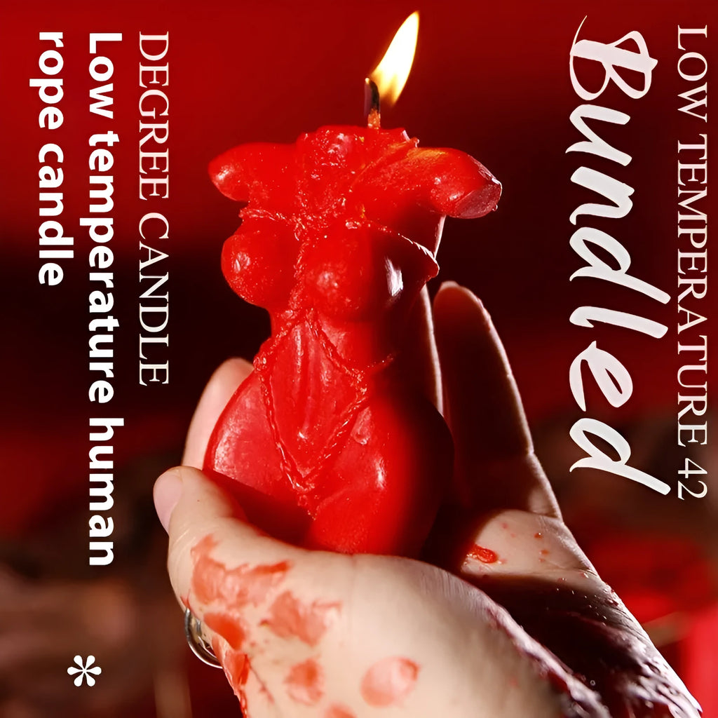 9i Smsexy low-temperature soy wax sensual massage candle in Rose Red colour with bikini shape.