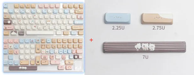 Sea Salt Cat design PBT key cap set showing sublimation printed artwork on keyboard keys